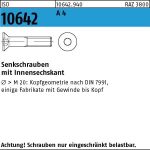 ISO10642 Senkschrauben M 4 x 20 A 4 