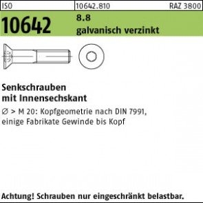 ISO10642 Senkschrauben 08.8 M 10 x 70 gal Zn 