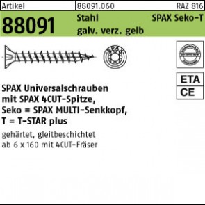 SPAX-Schrauben ART88091 St 3,5x16/ 12-T15, SEKO galZnC 