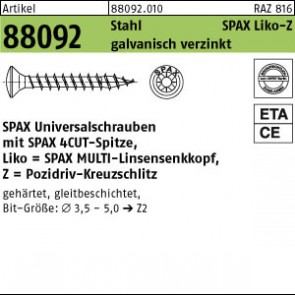SPAX LIKO-Schraube ART88092 St 4,5x30/24 -Z Wellenschliff, galZn, LIKO 