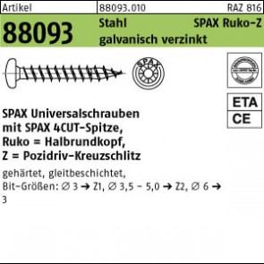 ABC-SPAX-S ART88093 St 6x45/41 -Z Wellenschliff, galZn, Ruko