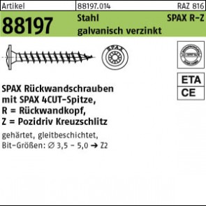 ABC-SPAX R�ckwandschr ART88197 St. 3,5 x 20/17 -Z gal Zn