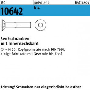 ISO10642 Senkschrauben M 12 x 20 A 4 